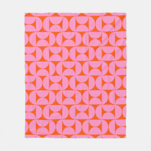 Roze en Oranje midden-eeuws modern patroon Fleece Deken