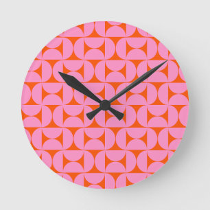 Roze en Oranje midden-eeuws modern patroon Ronde Klok