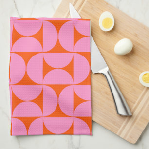 Roze en Oranje midden-eeuws modern patroon Theedoek