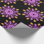 Roze en oranje neonbloem cadeaupapier (Hoek)