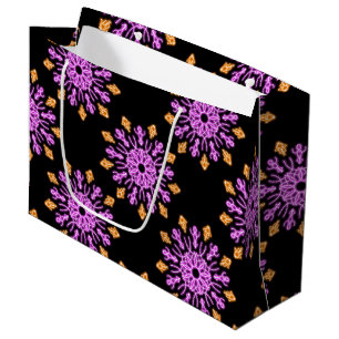 Roze en oranje neonbloem large cadeauzakje