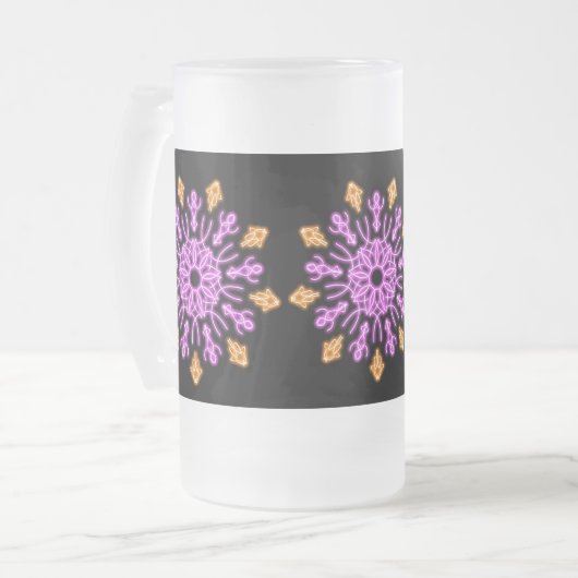 Roze en oranje neonbloem matglas bierpul (Voorkant links)