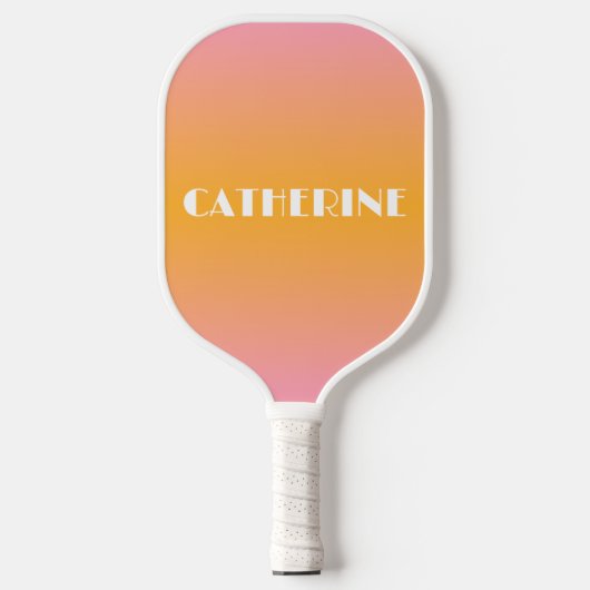 Roze en Oranje Ombre aangepaste naam Pickleball Paddle (Voorkant)
