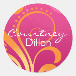 Roze en Oranje Party Sticker