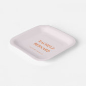 Roze en Oranje Peach Abripografie Weddenschap Papieren Bordje (Gebogen)