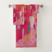 Roze en Oranje penseeltekens Abstract Bad Handdoek (Insitu)