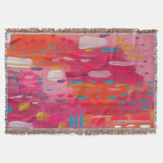 Roze en Oranje penseeltekens Abstract Deken (Voorkant)