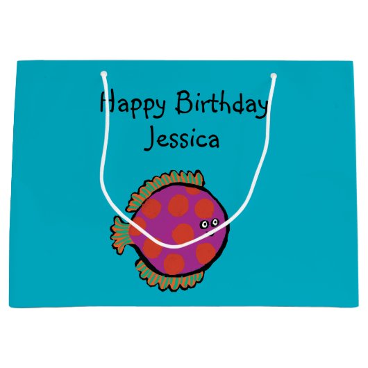 Roze en Oranje poka-Dot vis Large Cadeautasje (Voorkant)