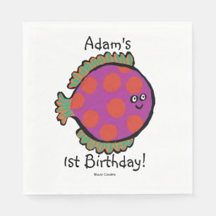 Roze en Oranje poka-Dot vis Servet