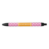 Roze en Oranje poka Dots Pattern Zwarte Inkt Pen (Voorkant)