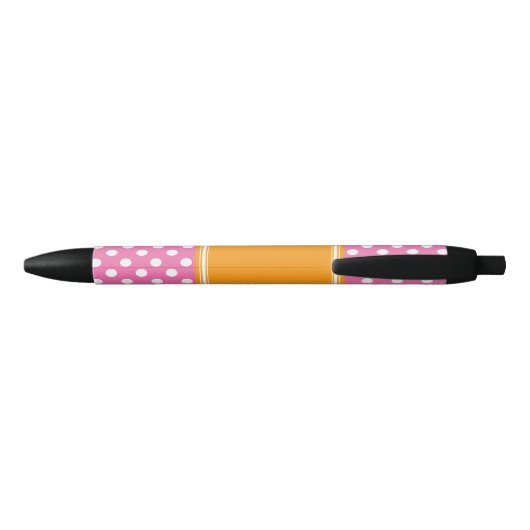 Roze en Oranje poka Dots Pattern Zwarte Inkt Pen (Achterkant)