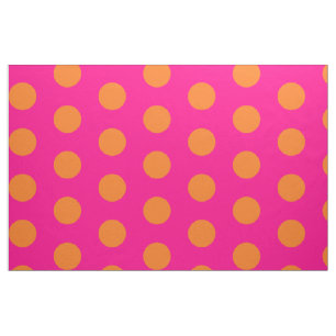 Roze en oranje polka stip gekamde katoenen stof