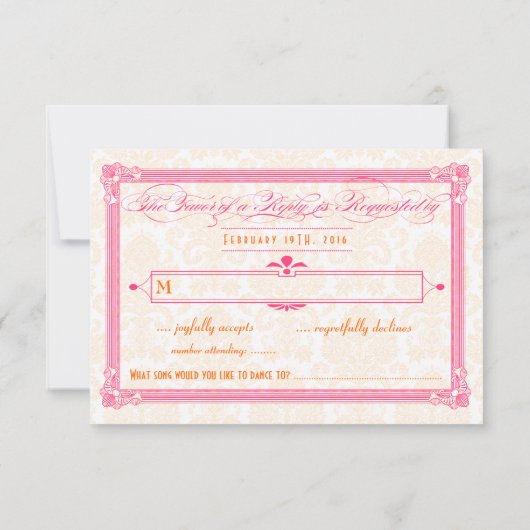 Roze en Oranje Poster-Stijl RSVP (Achterkant)