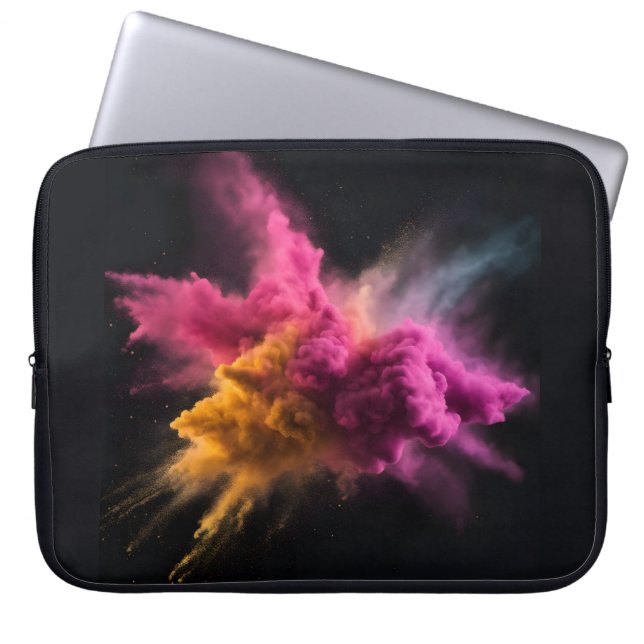 Roze en Oranje Powder Blast Laptop Sleeve (Voorkant)