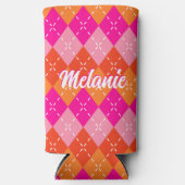 Roze en Oranje Preppy Argyle gepersonaliseerd (Voorkant)