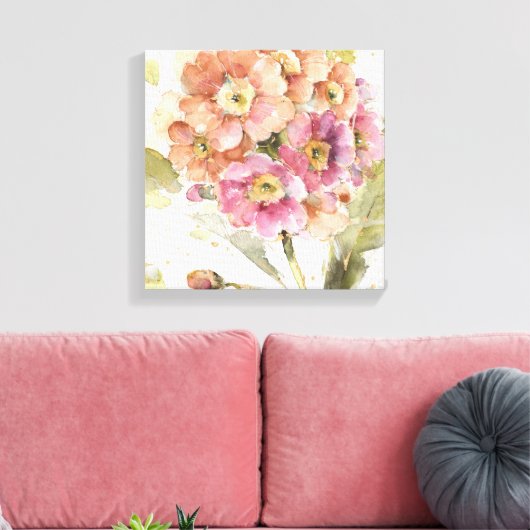 Roze en Oranje primrose Canvas Afdruk (Insitu (Woonkamer))