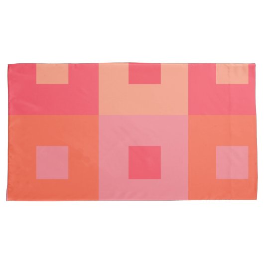 Roze en Oranje rechthoeken Kussensloop (Voorkant-Rechts)