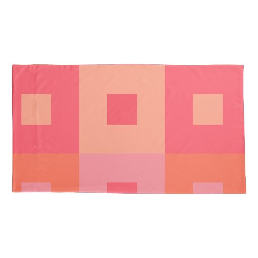 Roze en Oranje rechthoeken Kussensloop (Achterkant-Links)