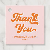 Roze en Oranje Retro 70s Dank je bruiloft Bedankjes Labels (Voorkant)