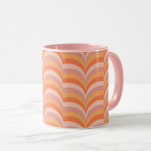 Roze en oranje retro stijl curves patroon mok