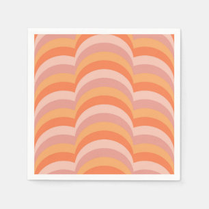 Roze en oranje retro stijl curves patroon servet