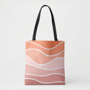 Roze en oranje retro stijl golven draagtas