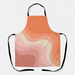 Roze en oranje retro stijl golven schort