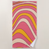 Roze en oranje retro stijl golven strandlaken (Voorkant)