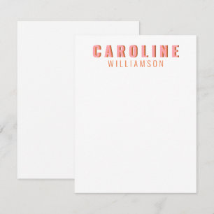 Roze en Oranje Retro Typografie Aangepaste naam Notitiekaartje