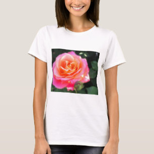 Roze en Oranje Roos Macro Foto T-shirt