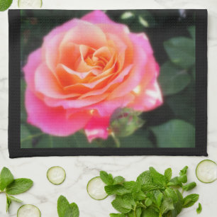  roze en Oranje Roos Macro Foto  Theedoek