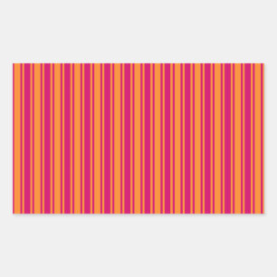 Roze en oranje strepen van snoep rechthoekige sticker