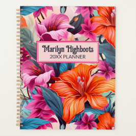Roze en Oranje tropische bloemen Planner