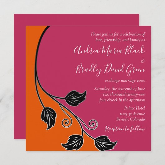 Roze en Oranje uitnodiging tot weddenschappen (Voorkant / Achterkant)