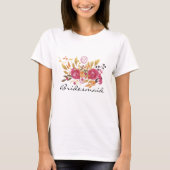 Roze en Oranje ventilator Bouquet Bridesmaid T-shirt (Voorkant)