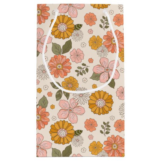 Roze en Oranje ventilatorpatroon Klein Cadeauzakje (Achterkant)