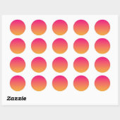 Roze en oranje verloop ronde sticker (Vel)