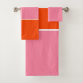 Roze en Oranje vierkanten Bad Handdoek (Insitu)