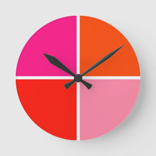 Roze en Oranje vierkanten Ronde Klok