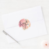 Roze en oranje waterverf dank u stickers (Envelop)