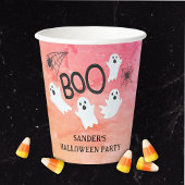 ROZE EN ORANJE WATERVERF GEEST HALLOWEEN PARTY PAPIEREN BEKERS