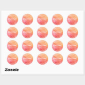 Roze en Oranje Waterverf kaarsenlabels Ronde Sticker (Vel)