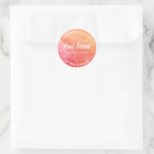 Roze en Oranje Waterverf kaarsenlabels Ronde Sticker (Tas)