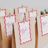 Roze en Oranje Wavy Border Bedankt Bedankjes Labels