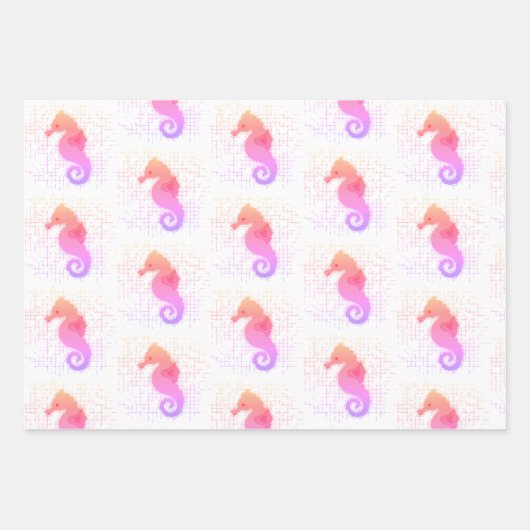 Roze en Oranje zeepaardje op ondergrondse ondergro Inpakpapier Vel (Voorkant)