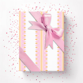 Roze en oranje zigzagstreep cadeaupapier