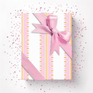Roze en oranje zigzagstreep cadeaupapier