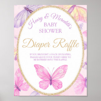 Roze en Paars Baby shower van Butterfly Poster