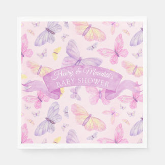 Roze en Paars Baby shower van vlinder Servet