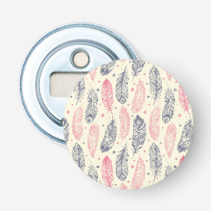 Roze en Paars etnisch vangpatroon Button Flesopener